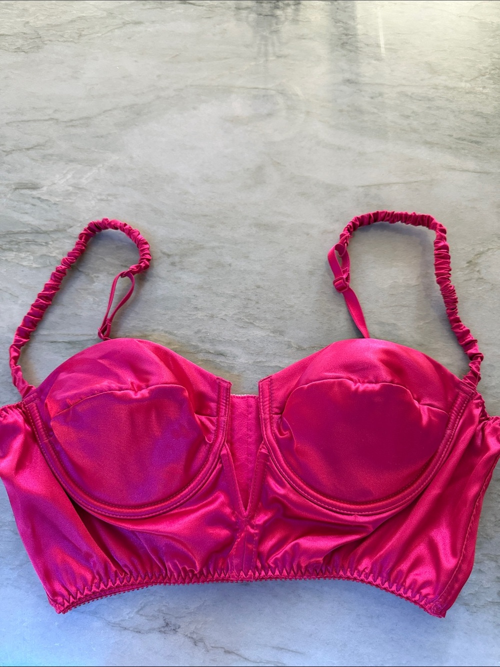 Victoria's Secret Hot Pink Satin Longline Bra